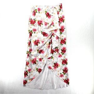 LoveShackFancy Floral Midi Diva Skirt in Pink and White Island Vibes